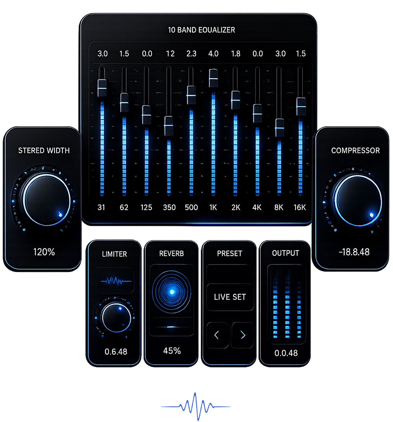 AI Audio Jet Woofer equalizer interface